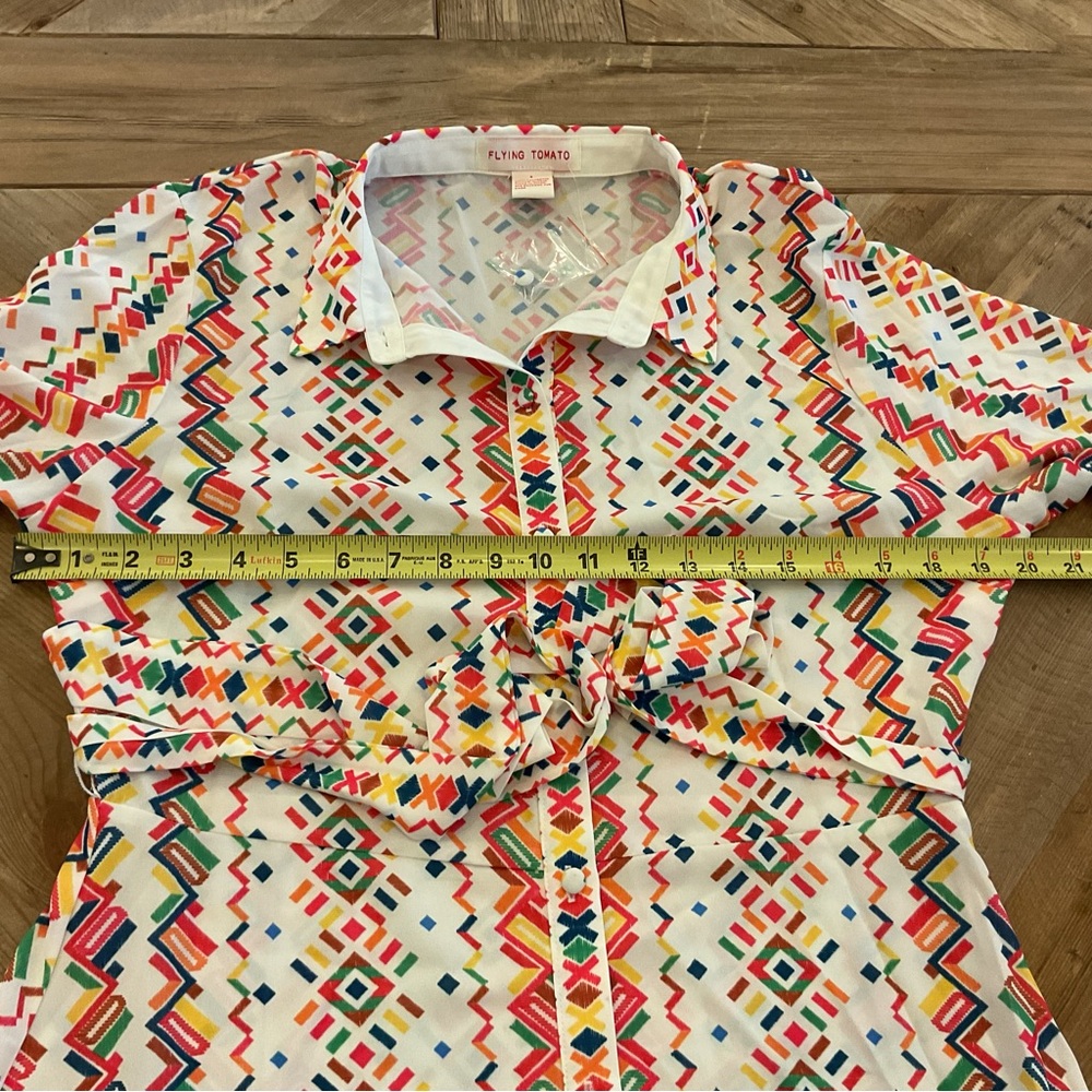 Flying Tomato Multicolor Geometric Print Long Sleeve Dress - Picture 7 of 8